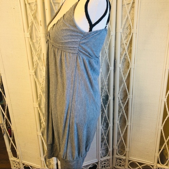 Wish USA Mini Dress Gray and Black Striped Sundress Beach Resort size Medium - Picture 5 of 14